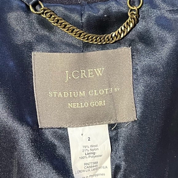 J. Crew Italian Stadium Cloth Wool Cocoon Coat in Navy, Size 2 - Picture 7 of 8